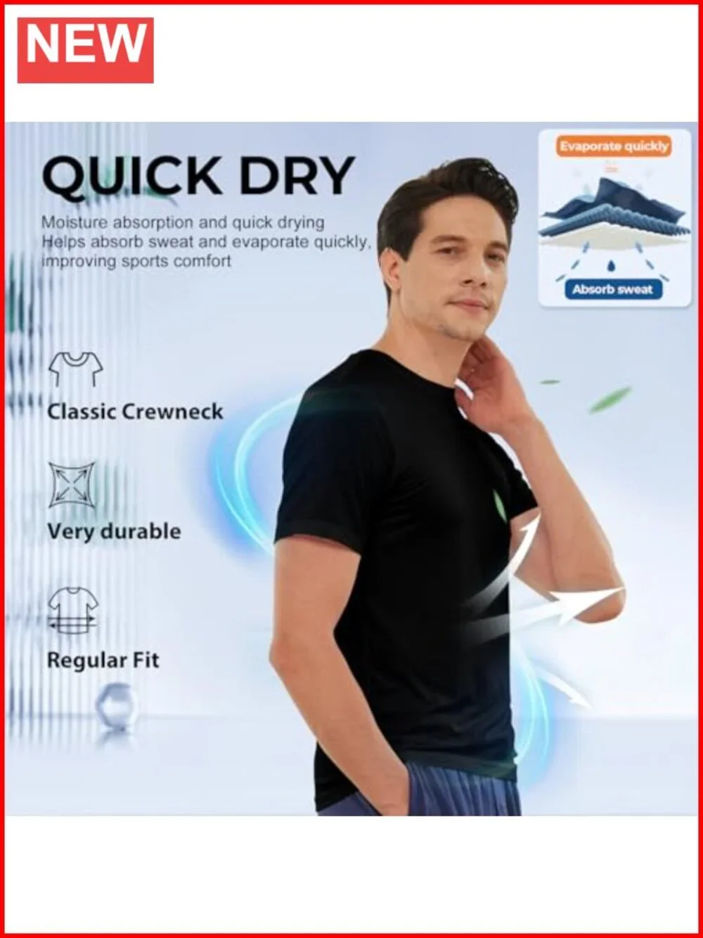 Moisture Wicking Undershirts Breathable Stretch Tees 6 Pack